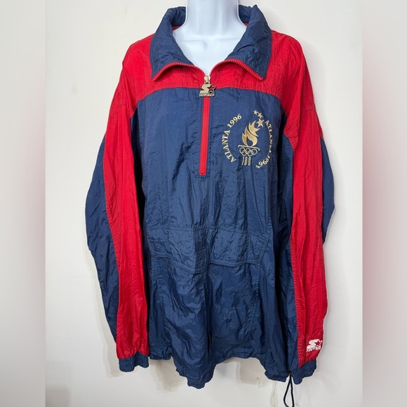 Vintage Olympics Atlanta Windbreaker Jacket Sports Half Zipper Size XL - Picture 1 of 7